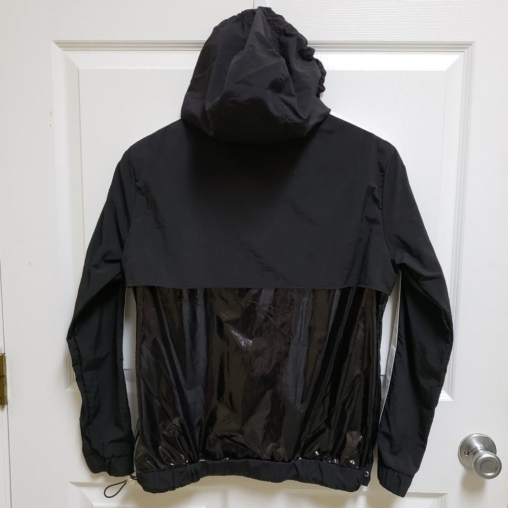 Ashley Windbreaker Women S Hooded Nylon Pullover Black White 1/2 Zip Lightweight - Picture 3 of 10